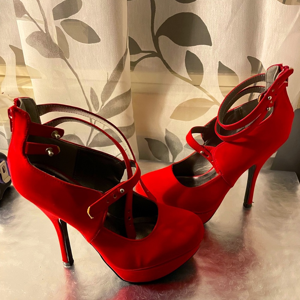Qupid red platform stilettos
